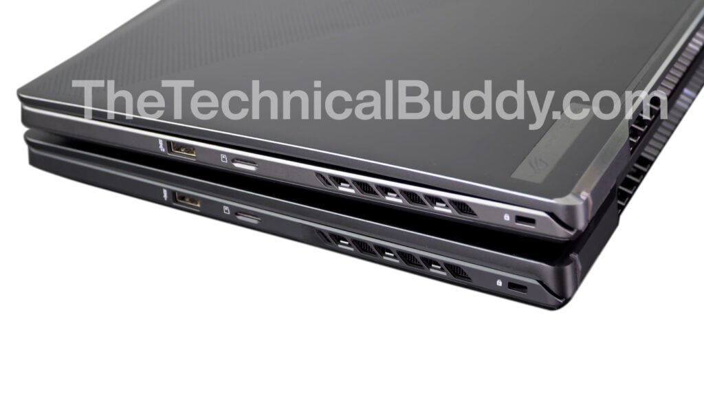 Asus Zephyrus G15 vs M16 laptop right side ports and air vents