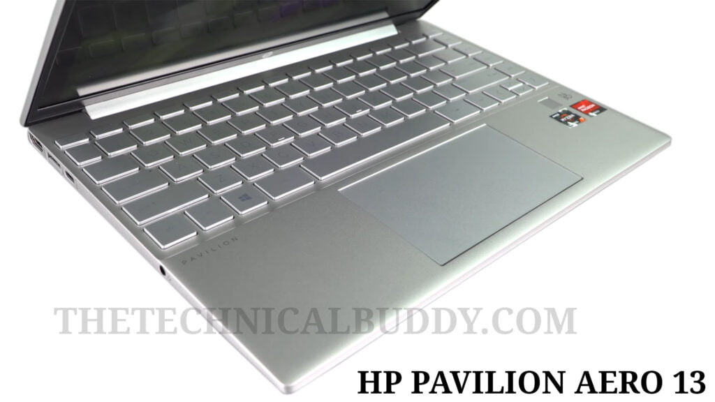 HP Pavilion Aero 13 2021 laptop keyboard and touchpad