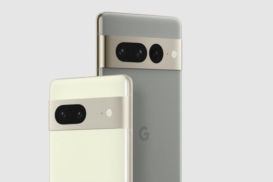 The backs of the Pixel 7 and the Pixel 7 Pro