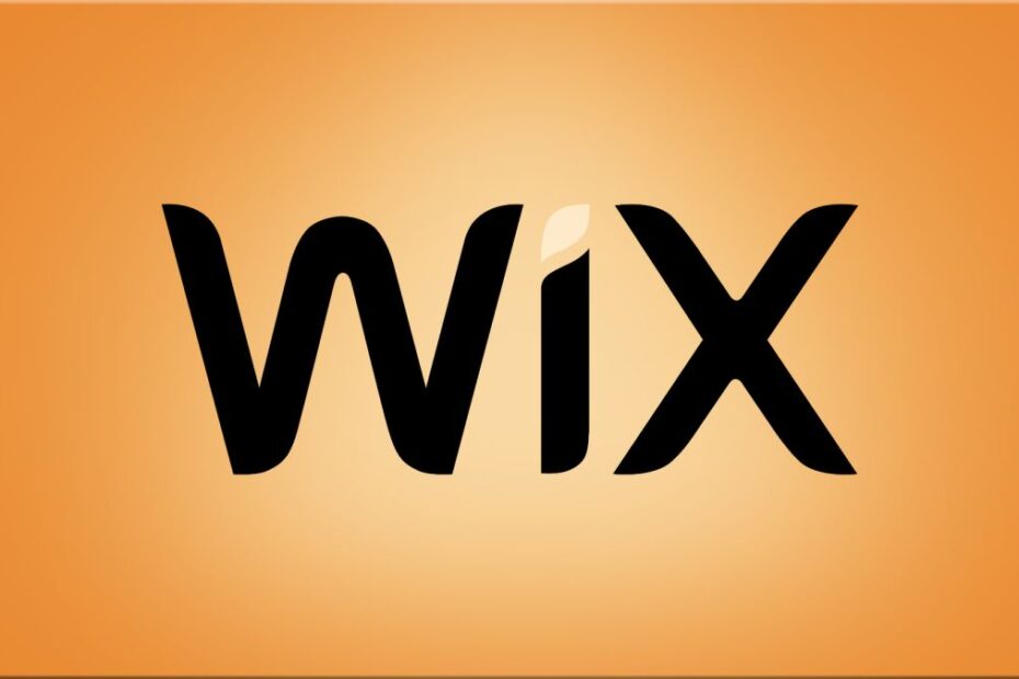 Wix logo on orange background with spotlight effect