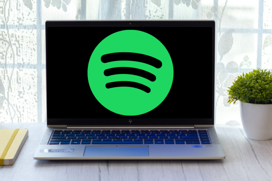 Spotify logo on Windows laptop