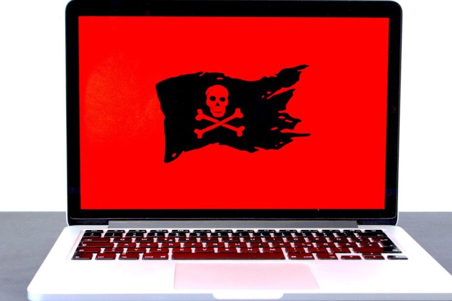 Image of laptop infected with malware threat