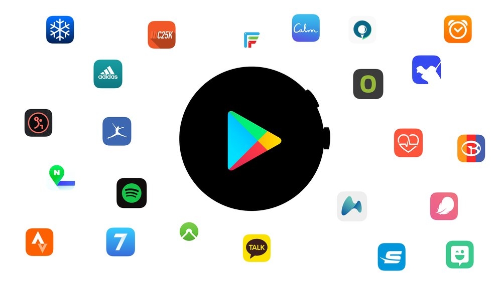 Logos for various apps available on Wear OS 3
