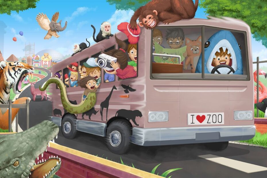 A bus full of zoo animals