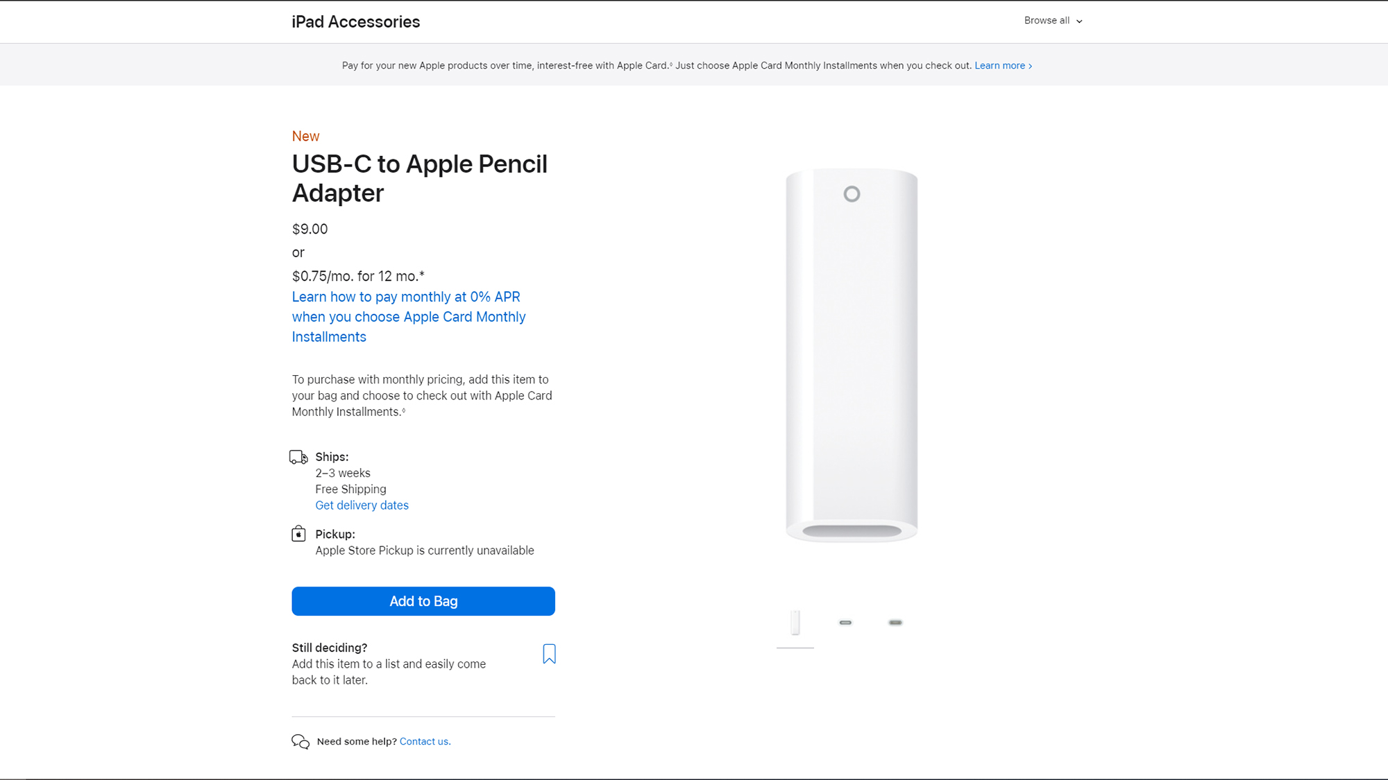 USB-C to Apple Pencil adapter Apple Store