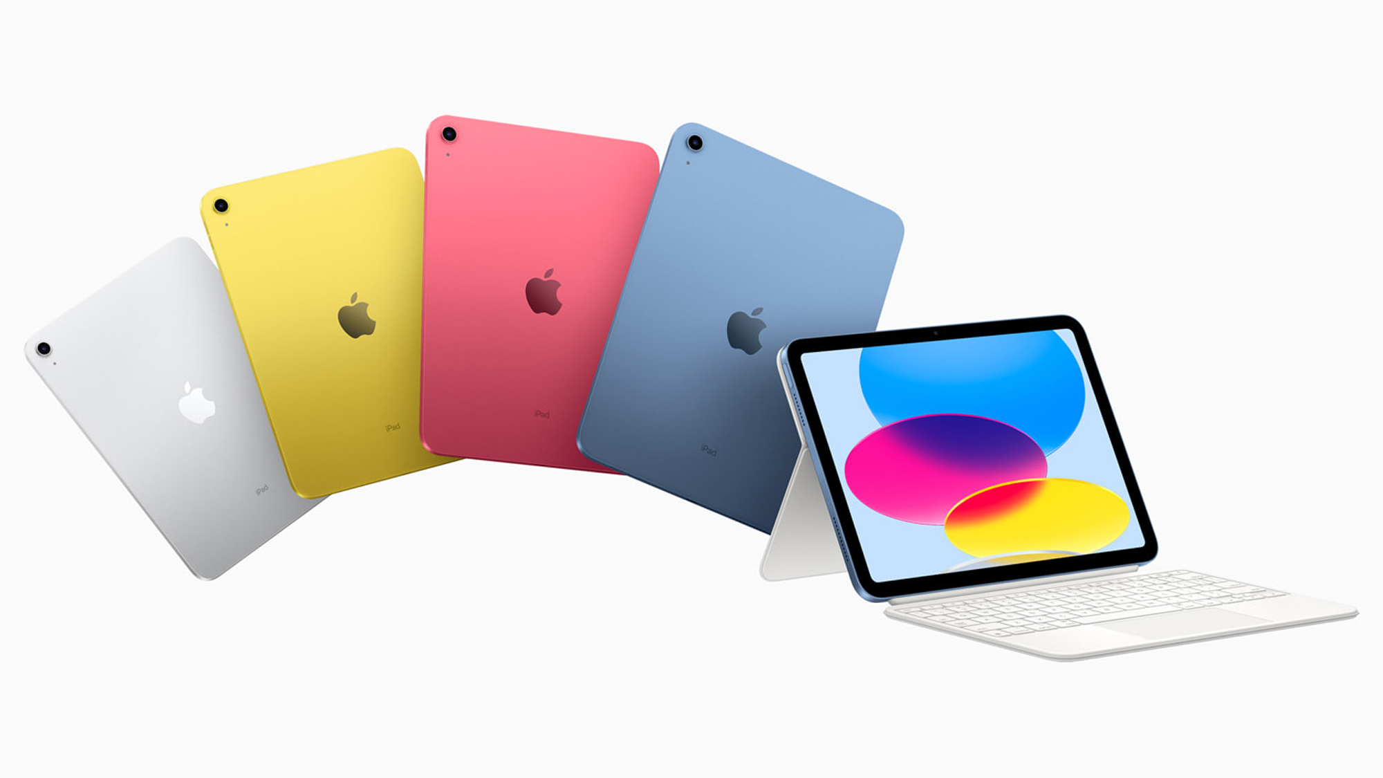 Apple iPad 10.9-inch 2022 colors and keyboard press image