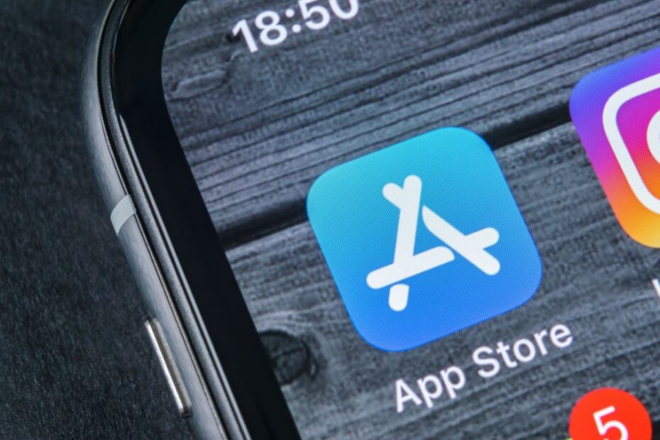 App store logo on iPhone screen