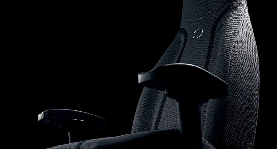 black gaming chair against dark background