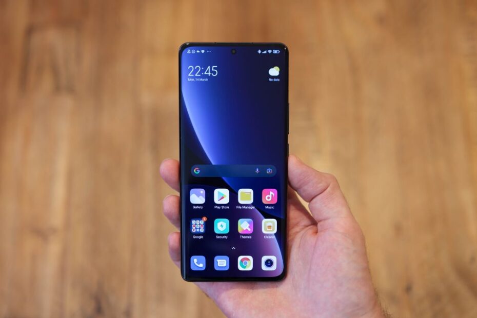 A Xiaomi 12 Pro from the front in someone