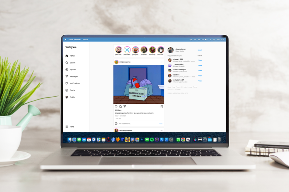 Instagram on the web on macOS