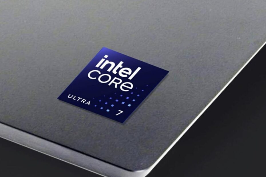 The Intel Core Ultra 7 badge on a laptop